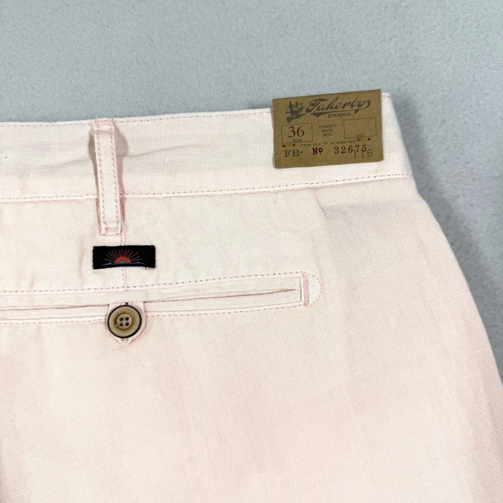 FAHERTY Shorts Mens 36 Malibu Chino Linen Blend Summer Pink Coastal Beach NWT